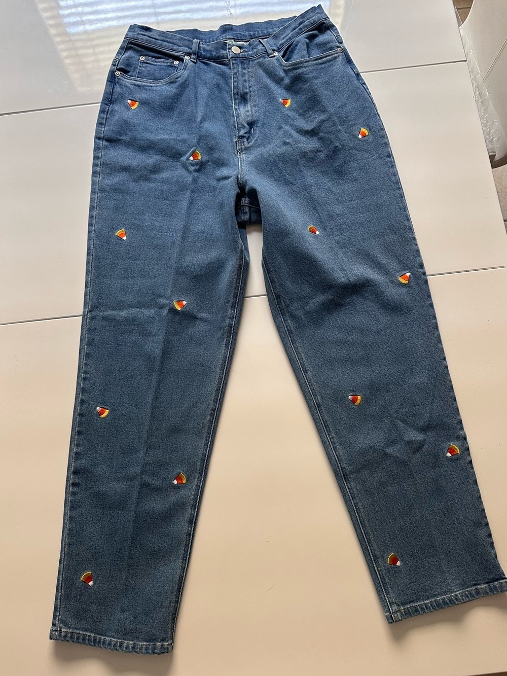 Quacker Factory Candy Corn Rhinestone Halloween Jeans Size 14